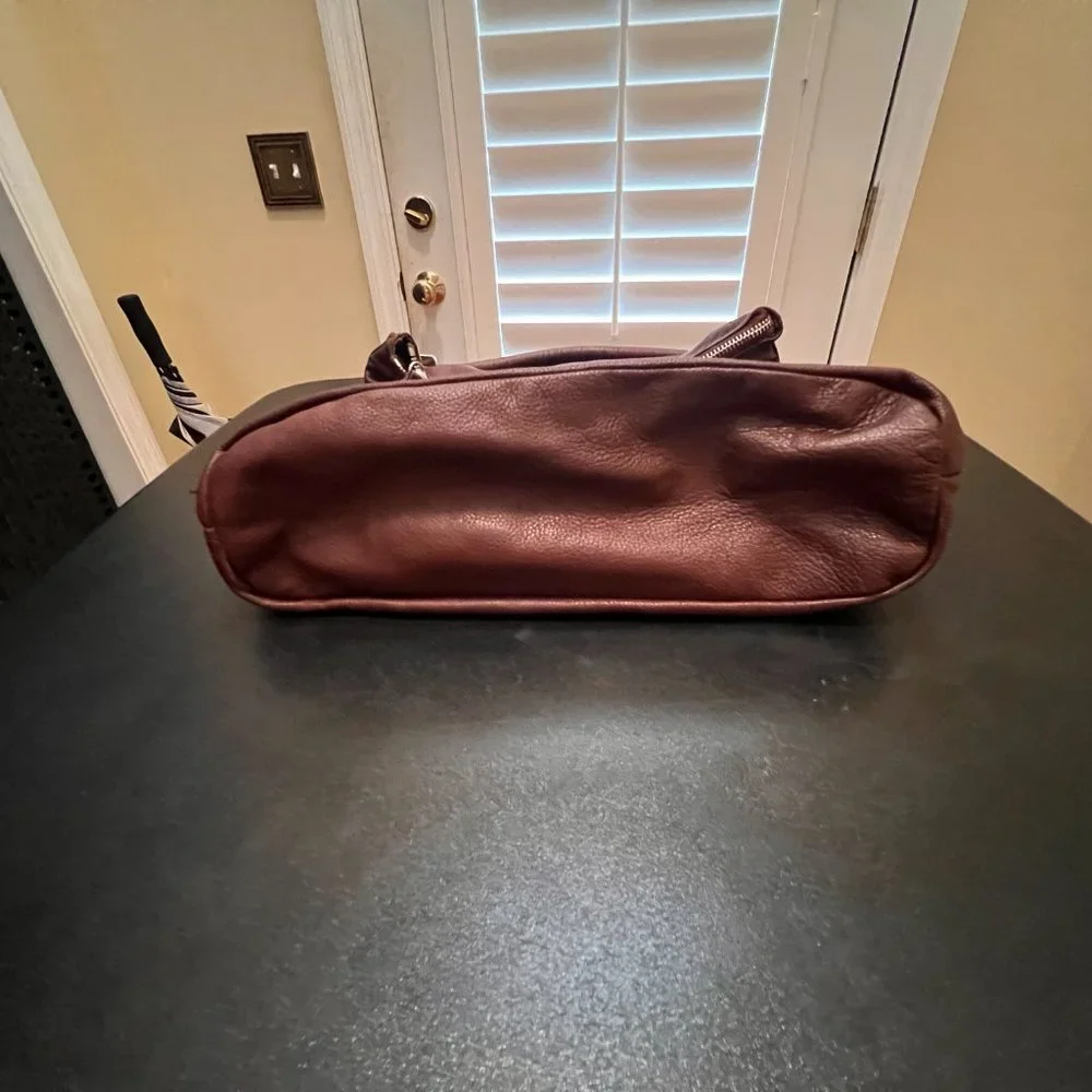 Kooba Hobo Brown Pebbled Leather Slouchy Fold Over Shoulder Bag